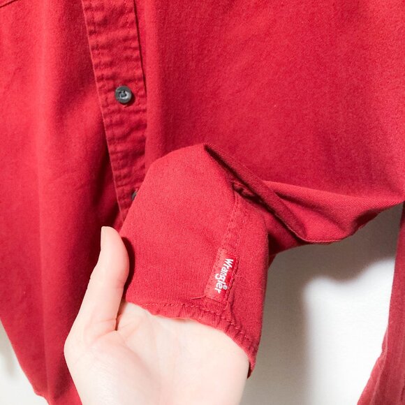 2 FOR $15 Men's Wrangler Button Down Workshirt, Red / Maroon , Size L - Picture 10 of 15
